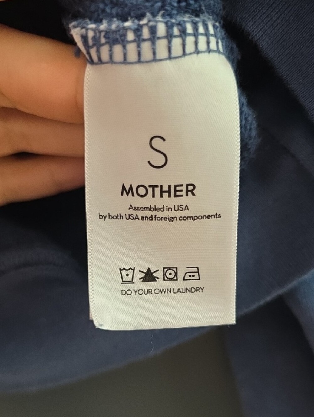 MOTHER Navy Crewneck Sweatshirt with Pink and Yellow Graphic - Picture 3 of 4